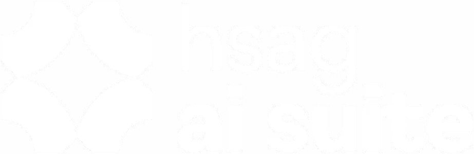 Weißes Logo der hsag AI-Suite auf transparentem Hintergrund.